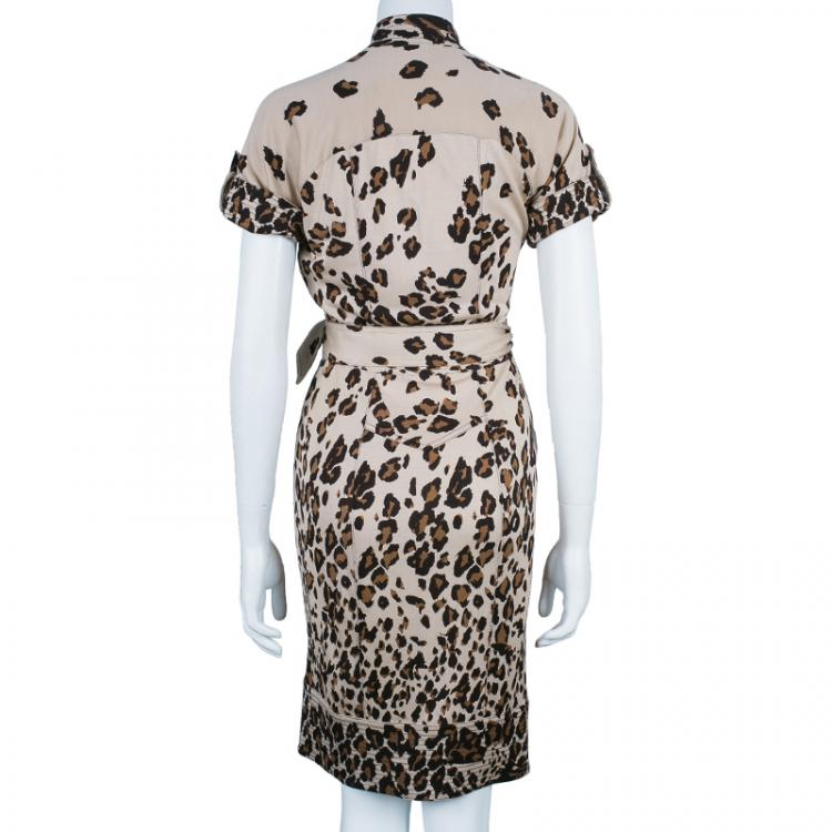Pre Owned Diane von Furstenberg Leopard Print Anoush Dress S
