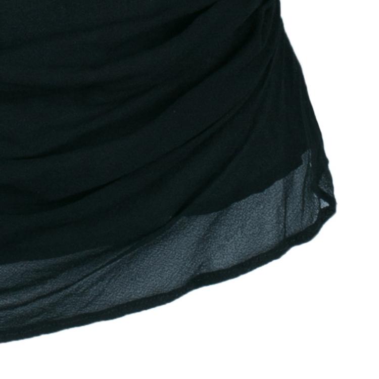 مملوكة مسبقًا Diane Von Furstenberg Christa Black Silk Ruffle Top S