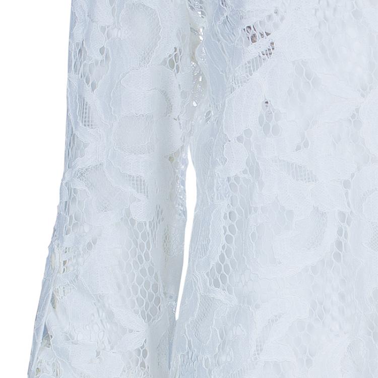 Pre Owned Diane von Furstenberg Lorelei Two White Lace Top M