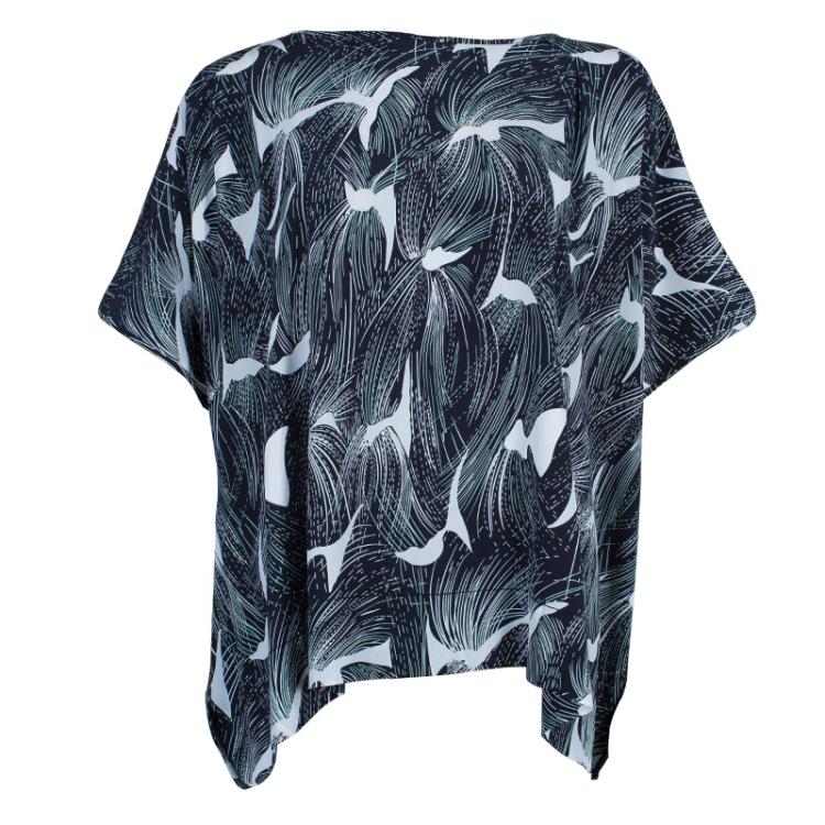 Pre Owned Diane von Furstenberg Monochrome Print New Hanky Top M/L