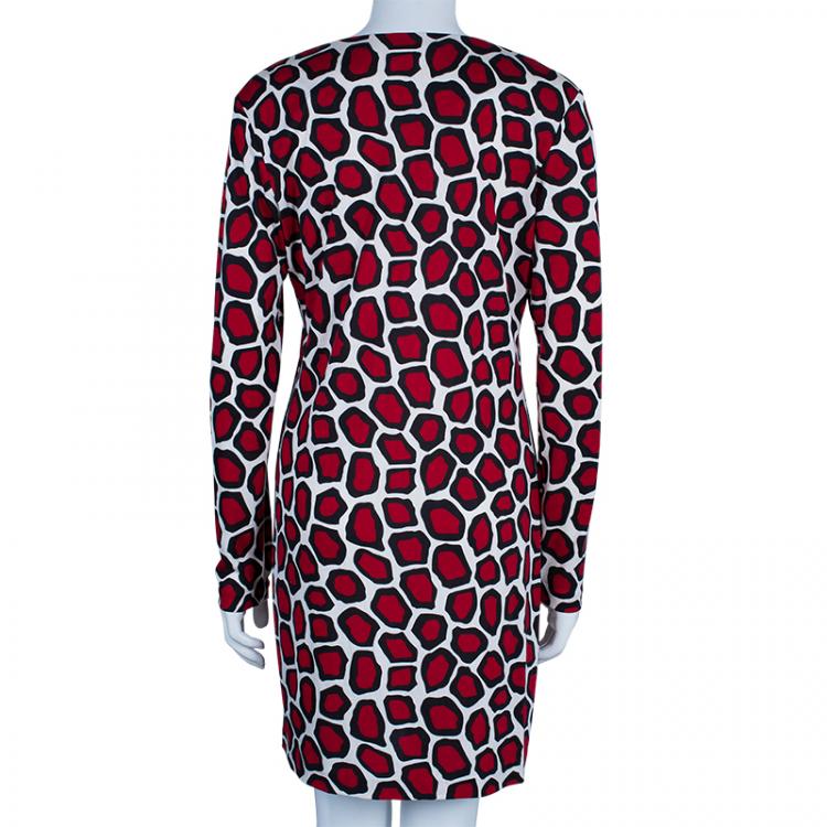 Pre Owned Diane von Furstenberg Vintage Print Long Sleeve Reina Dress L