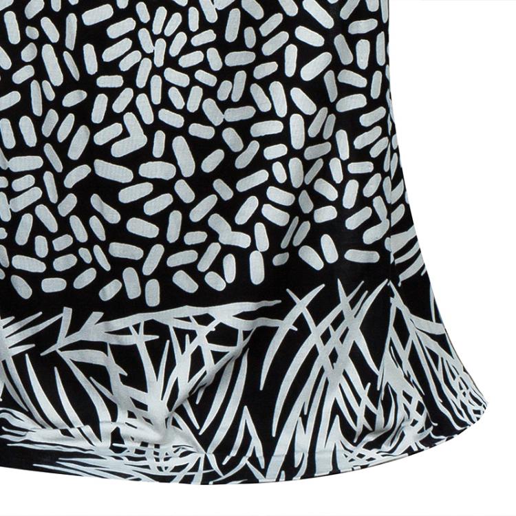 Pre Owned Diane von Furstenberg Monochrome Printed Georgina Maxi Wrap Dress XL