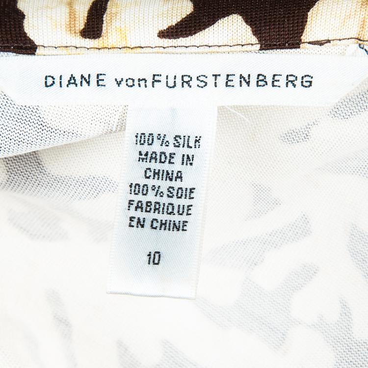 Pre Owned Diane Von Furstenberg Toby Brown Wrap Dress L
