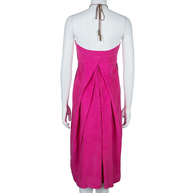 مملوكة مسبقًا Diane Von Furstenberg Maui Fuschia Halter Dress M