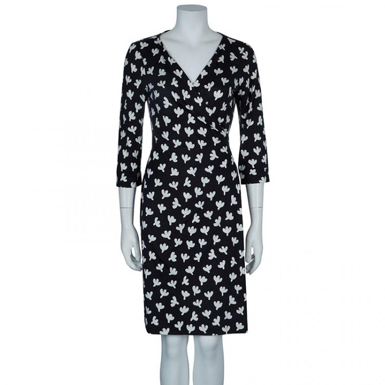 Diane von Furstenberg Monochrome Print New Julian Wrap Dress M Diane Von  Furstenberg | TLC