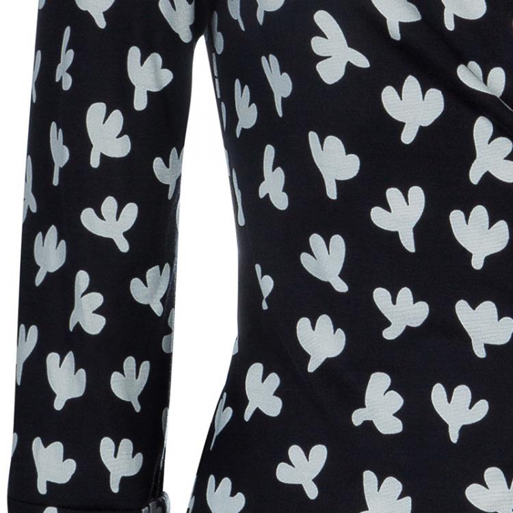 Pre Owned Diane von Furstenberg Monochrome Print New Julian Wrap Dress M