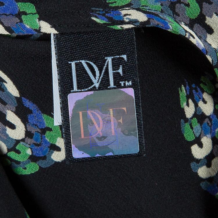 مملوكة مسبقًا Diane Von Furstenberg Black Printed Nove Long Sleeve Top M