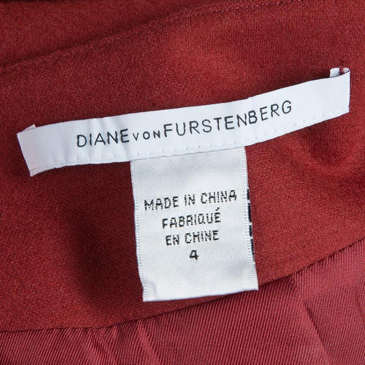 Pre Owned Diane von Furstenberg Red Tutor Wool Blazer S