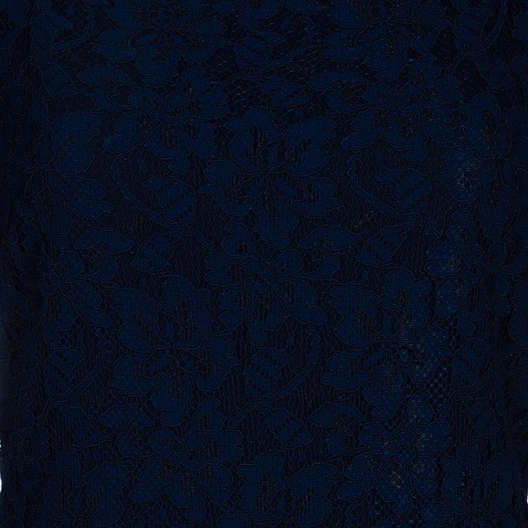 مملوكة مسبقًا Diane Von Furstenberg Navy Blue Lace Back Zipper Dress M