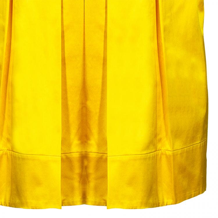 Pre Owned Diane von Furstenberg Yellow Pleated Eliza Dress M