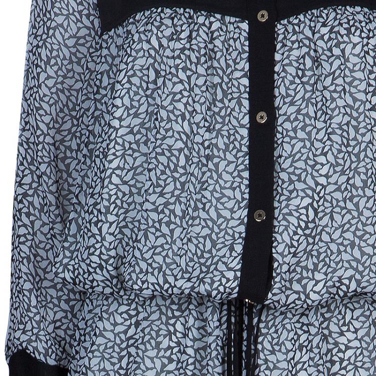 Pre Owned Diane von Furstenberg Monochrome Marcy Print Chiffon Dress XL