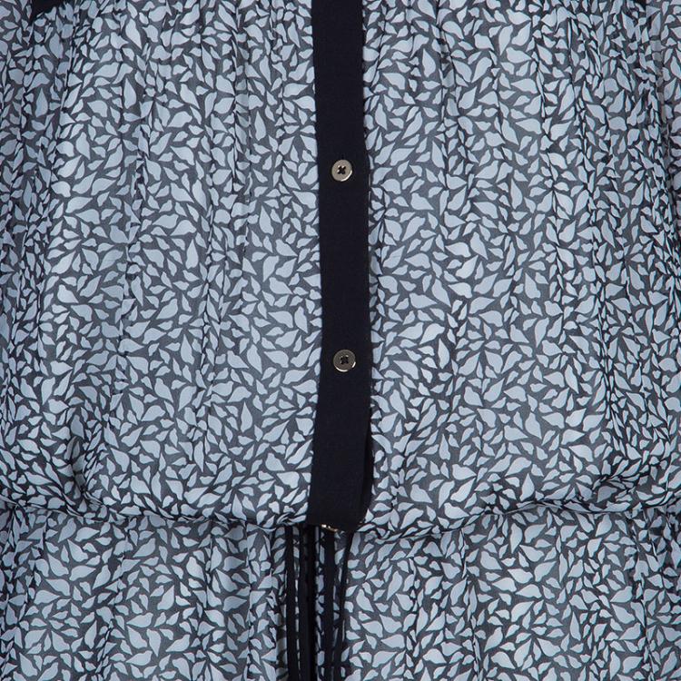 Pre Owned Diane von Furstenberg Monochrome Marcy Print Chiffon Dress XL