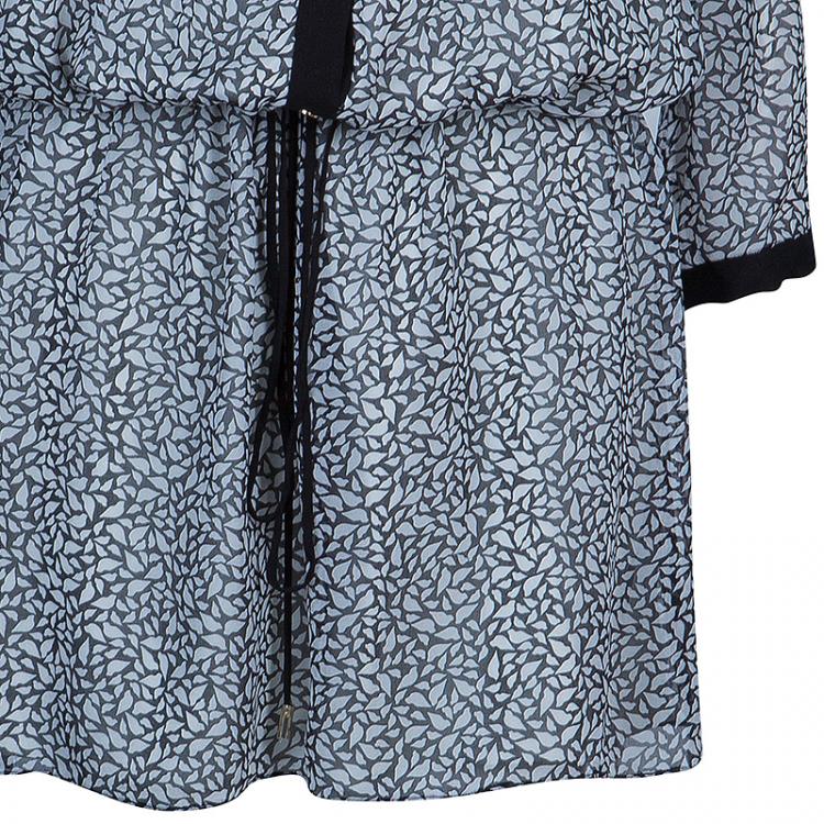 Pre Owned Diane von Furstenberg Monochrome Marcy Print Chiffon Dress XL