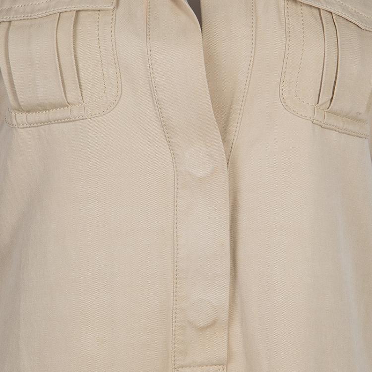Pre Owned Diane Von Furstenberg Roberts Khaki Pocket Detail Dress M