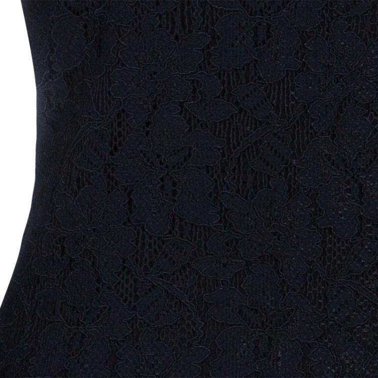 Pre Owned Diane Von Furstenberg Black Lace Zarita Dress XL