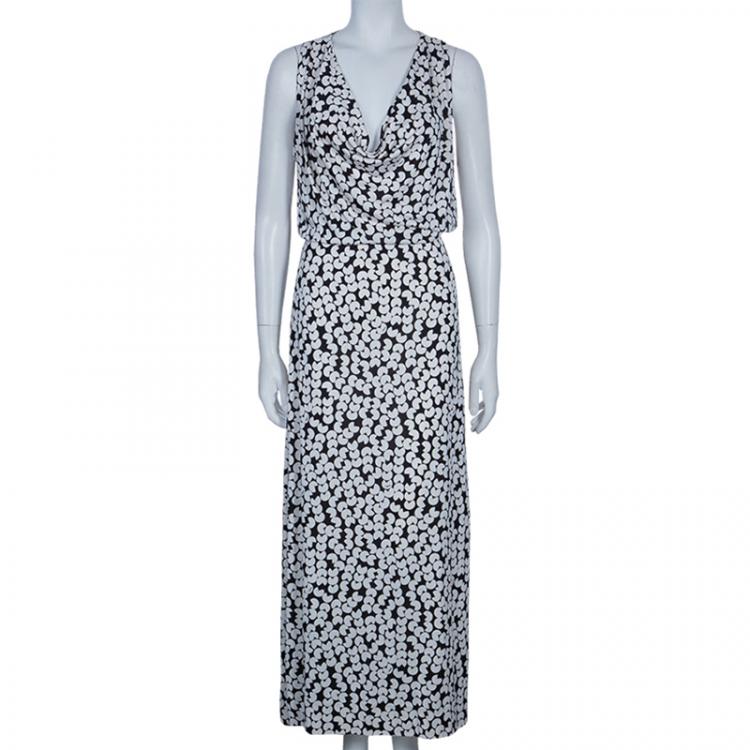 Pre Owned Diane Von Furstenberg Monochrome Gili Print Dress L