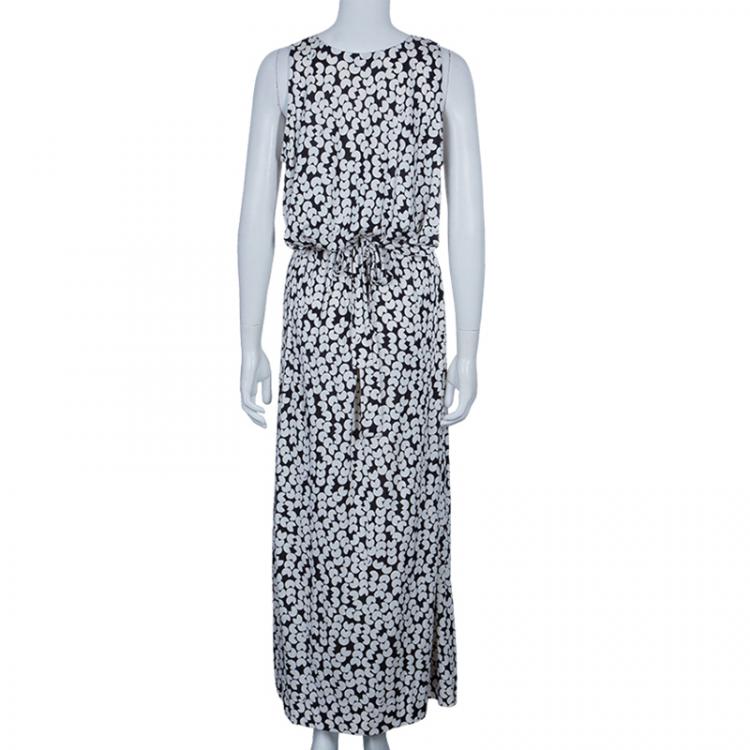 Pre Owned Diane Von Furstenberg Monochrome Gili Print Dress L