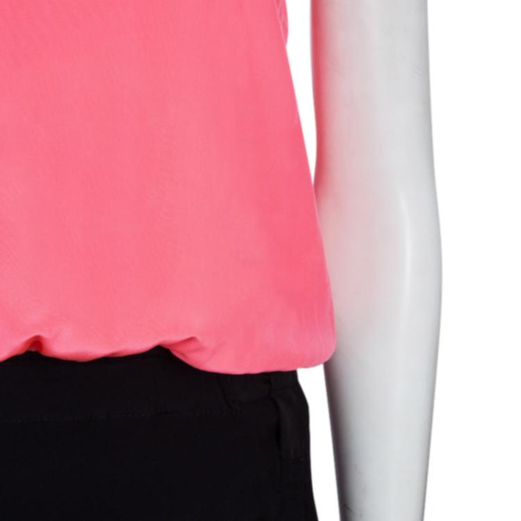 Pre Owned Diane Von Furstenberg Pink and Black Loranne Sleeveless Dress M