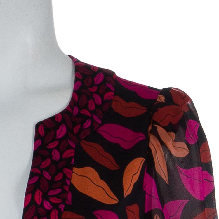 Pre Owned Diane von Furstenberg Leyah Combo Silk Dress S