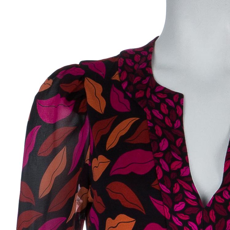 Pre Owned Diane von Furstenberg Leyah Combo Silk Dress S