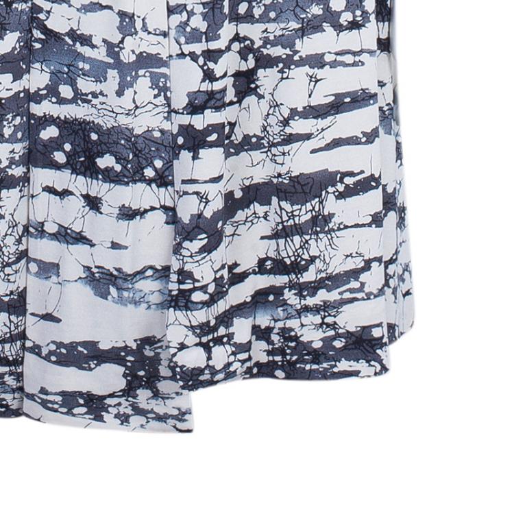 Pre Owned Diane Von Furstenberg Mindy Monochrome Marble Wrap Dress L