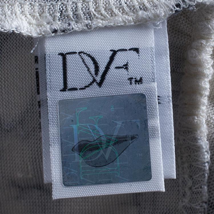 Pre Owned Diane Von Furstenberg Mindy Monochrome Marble Wrap Dress L