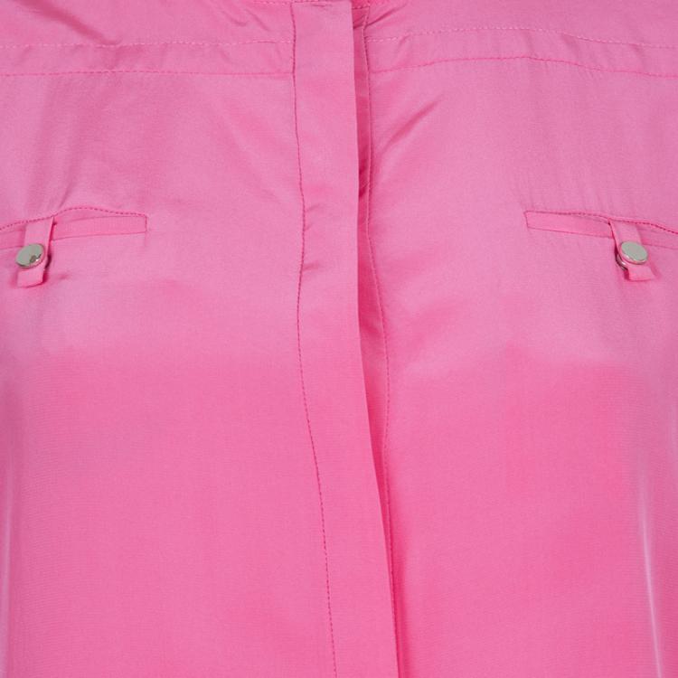 Pre Owned Diane Von Furstenberg Hot Pink Marianna Silk Shirt Dress M