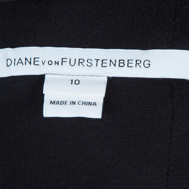 Pre Owned Diane Von Furstenberg Black Lace Scalloped Bottom Scotia Skirt L