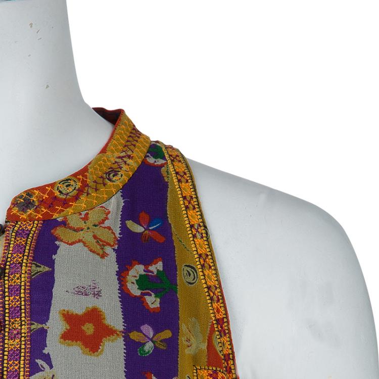 Pre Owned Diane Von Furstenberg Multicolor Print Embroidered Sleeveless Basmati Maxi Dress XL