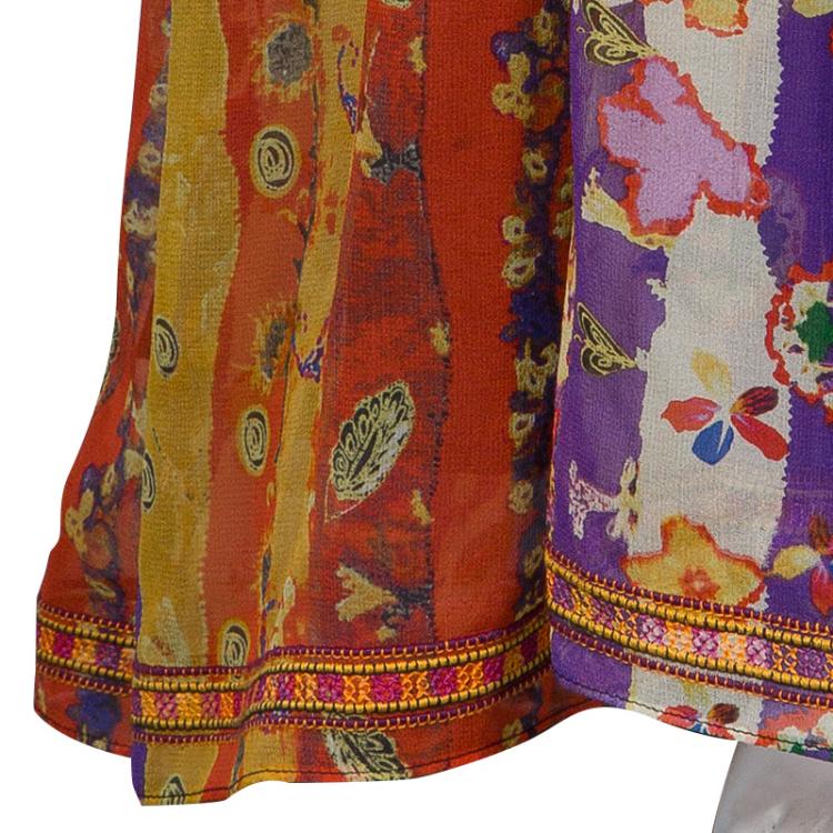 Pre Owned Diane Von Furstenberg Multicolor Print Embroidered Sleeveless Basmati Maxi Dress XL