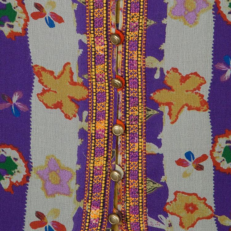 Pre Owned Diane Von Furstenberg Multicolor Print Embroidered Sleeveless Basmati Maxi Dress XL