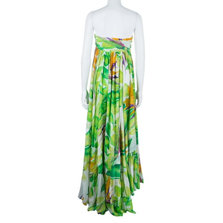 Pre Owned Diane Von Furstenberg Kuala Tropical Print Silk Maxi Dress S