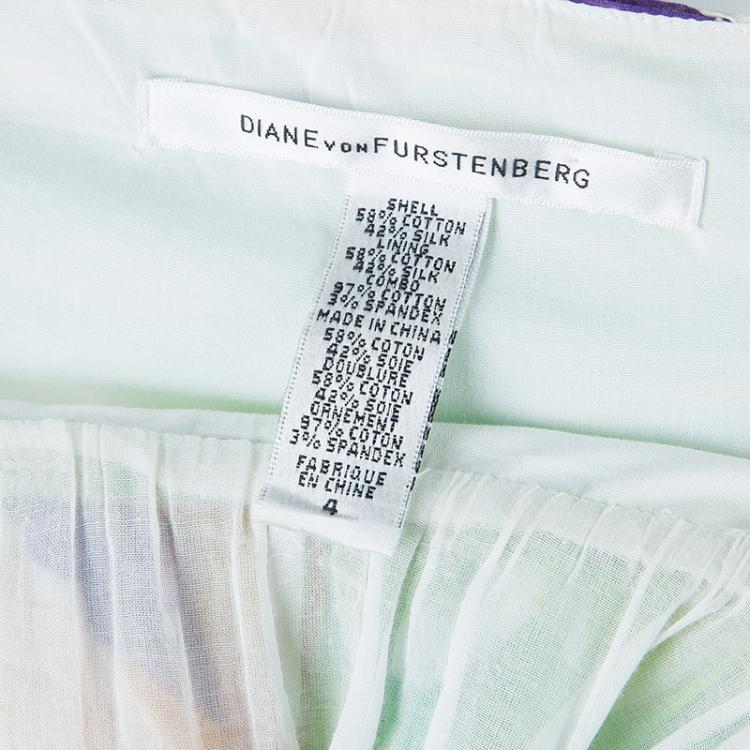 Pre Owned Diane Von Furstenberg Kuala Tropical Print Silk Maxi Dress S