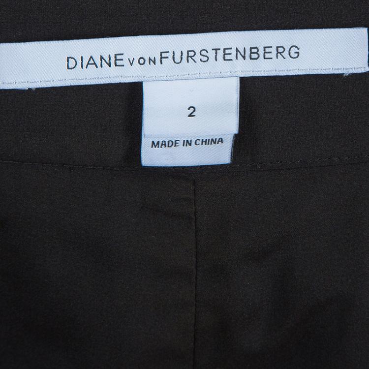 Pre Owned Diane Von Furstenberg Black Scalloped Lace Trim Yara Shorts S