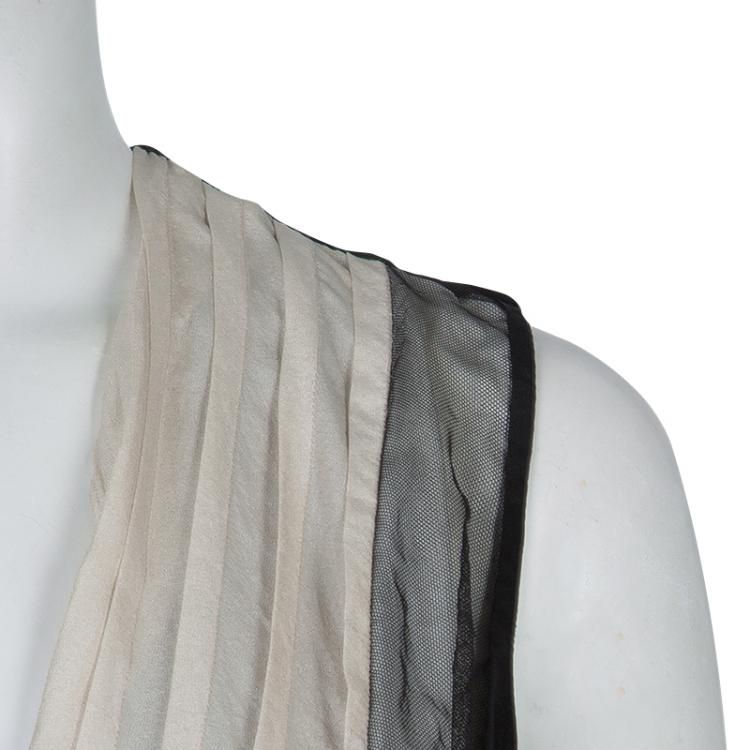 Pre Owned Diane Von Furstenberg Monochrome Lace Detail Draped Talitha Top M