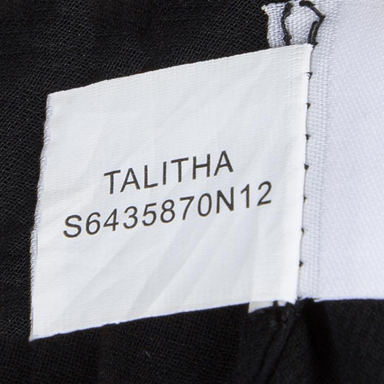 Pre Owned Diane Von Furstenberg Monochrome Lace Detail Draped Talitha Top M