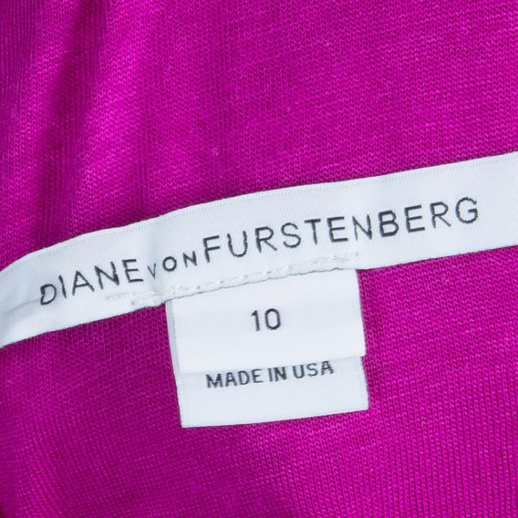 Pre Owned Diane Von Furstenberg Pink Zarita Lace Dress L