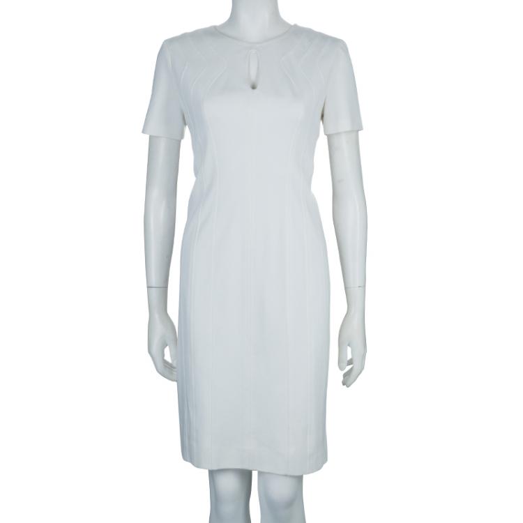 Pre Owned Diane Von Furstenberg White Short Sleeve Kader Dress L