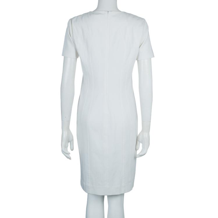 Pre Owned Diane Von Furstenberg White Short Sleeve Kader Dress L
