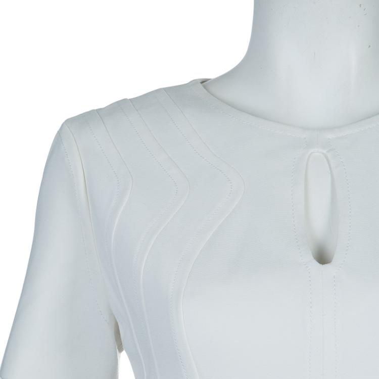 Pre Owned Diane Von Furstenberg White Short Sleeve Kader Dress L