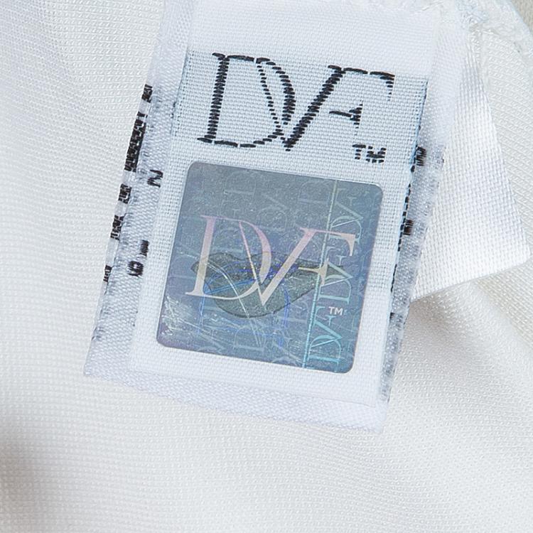 Pre Owned Diane Von Furstenberg White Short Sleeve Kader Dress L