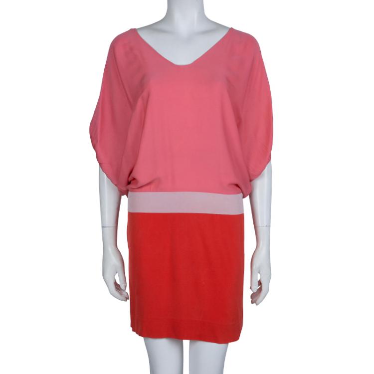 Diane von Furstenberg Pink Colorblock Silk Edna Dress S Diane Von  Furstenberg | TLC