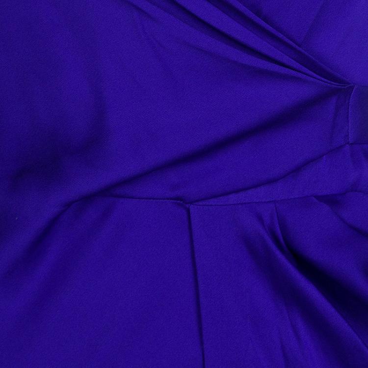 مملوكة مسبقًا Diane Von Furstenberg Blue Silk Draped Annika Wrap Dress M