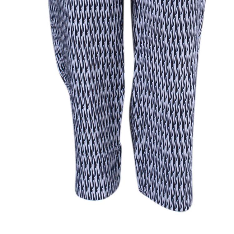 Pre Owned Diane Von Furstenberg Benett Two Print Monochrome Printed Silk Pants L