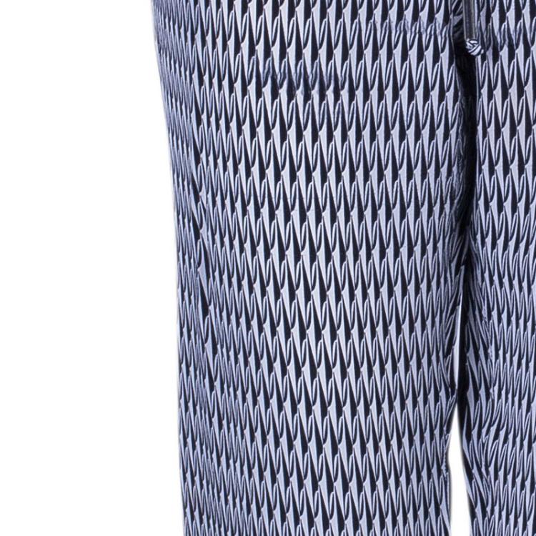Pre Owned Diane Von Furstenberg Benett Two Print Monochrome Printed Silk Pants L