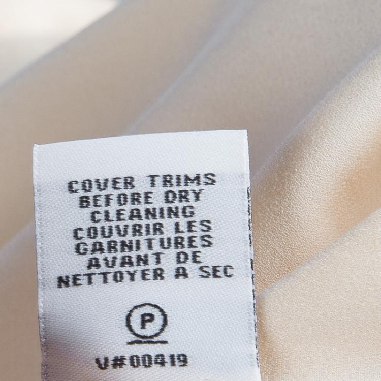 Pre Owned Diane Von Furstenberg Beige Silk Willemma Crystal Embellished Halter Gown M