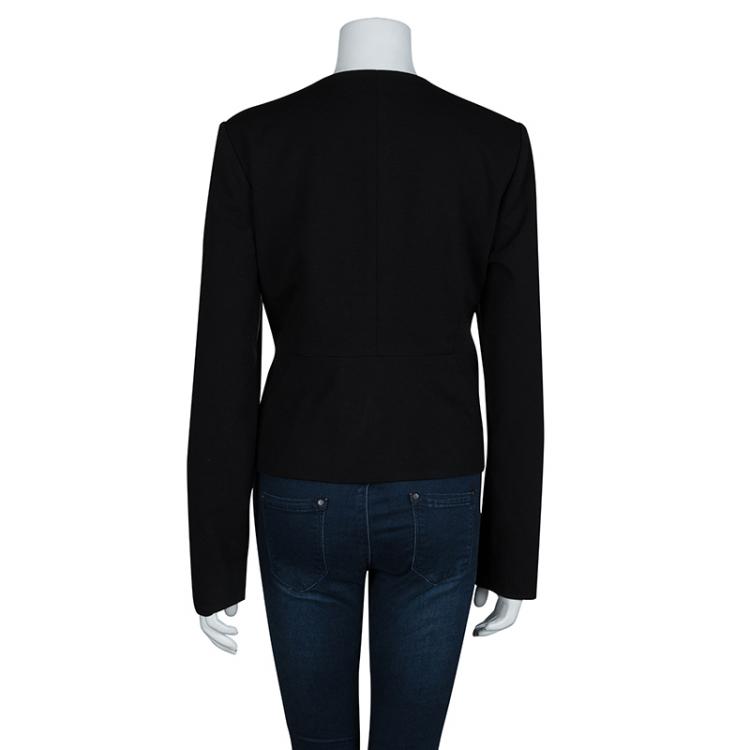 Pre Owned Diane Von Furstenberg Black Knit Zip Front Rover Jacket XL