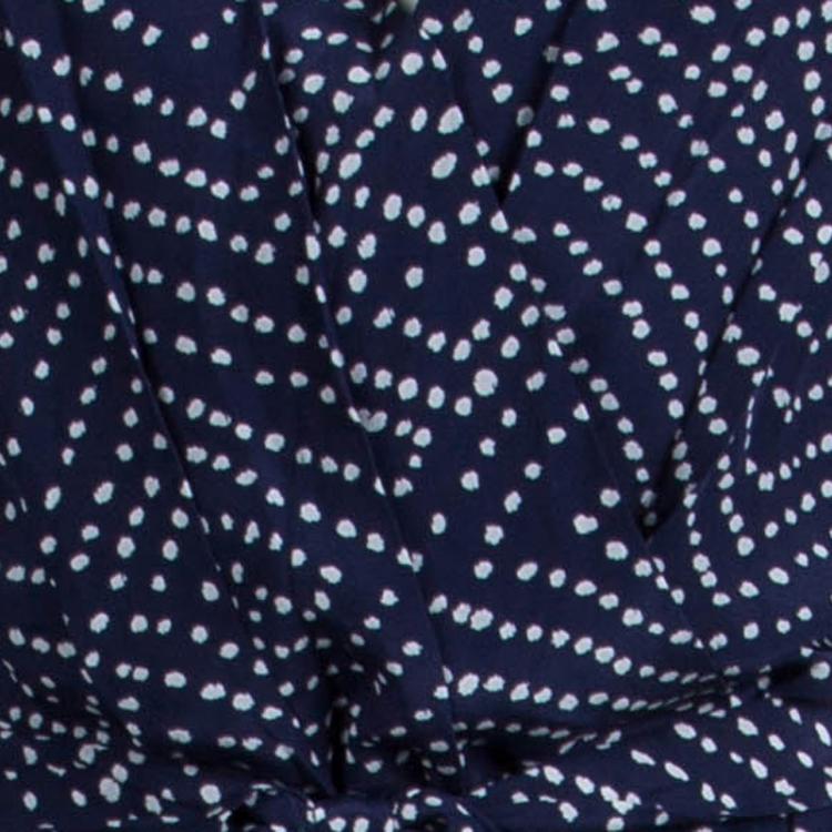 Pre Owned Diane von Furstenberg Navy Blue Printed Silk Sleeveless Jumpsuit M