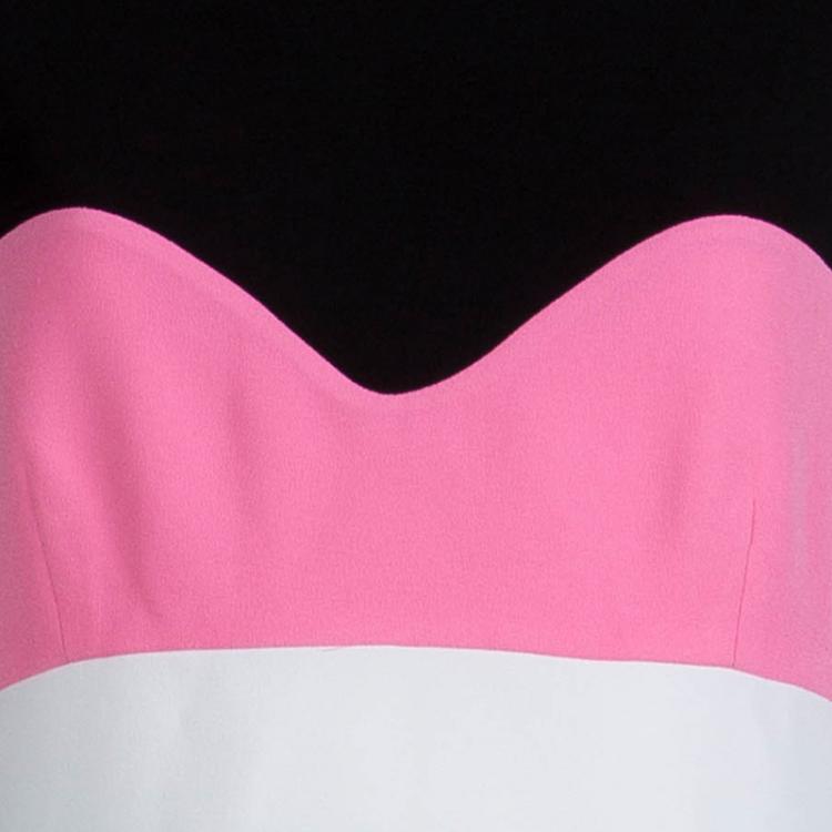 Pre Owned Diane Von Furstenberg Colorblock Sleeveless Tamika Dress L