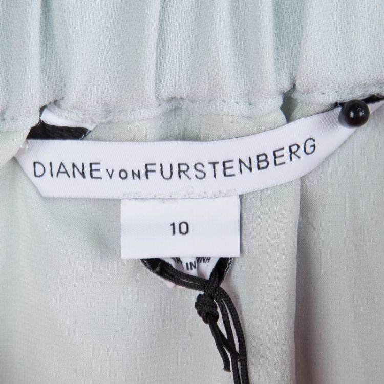 Pre Owned Diane Von Furstenberg Colorblock Sleeveless Tamika Dress L